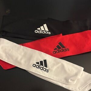 Adidas Trio Headbands in Black, Red, and White